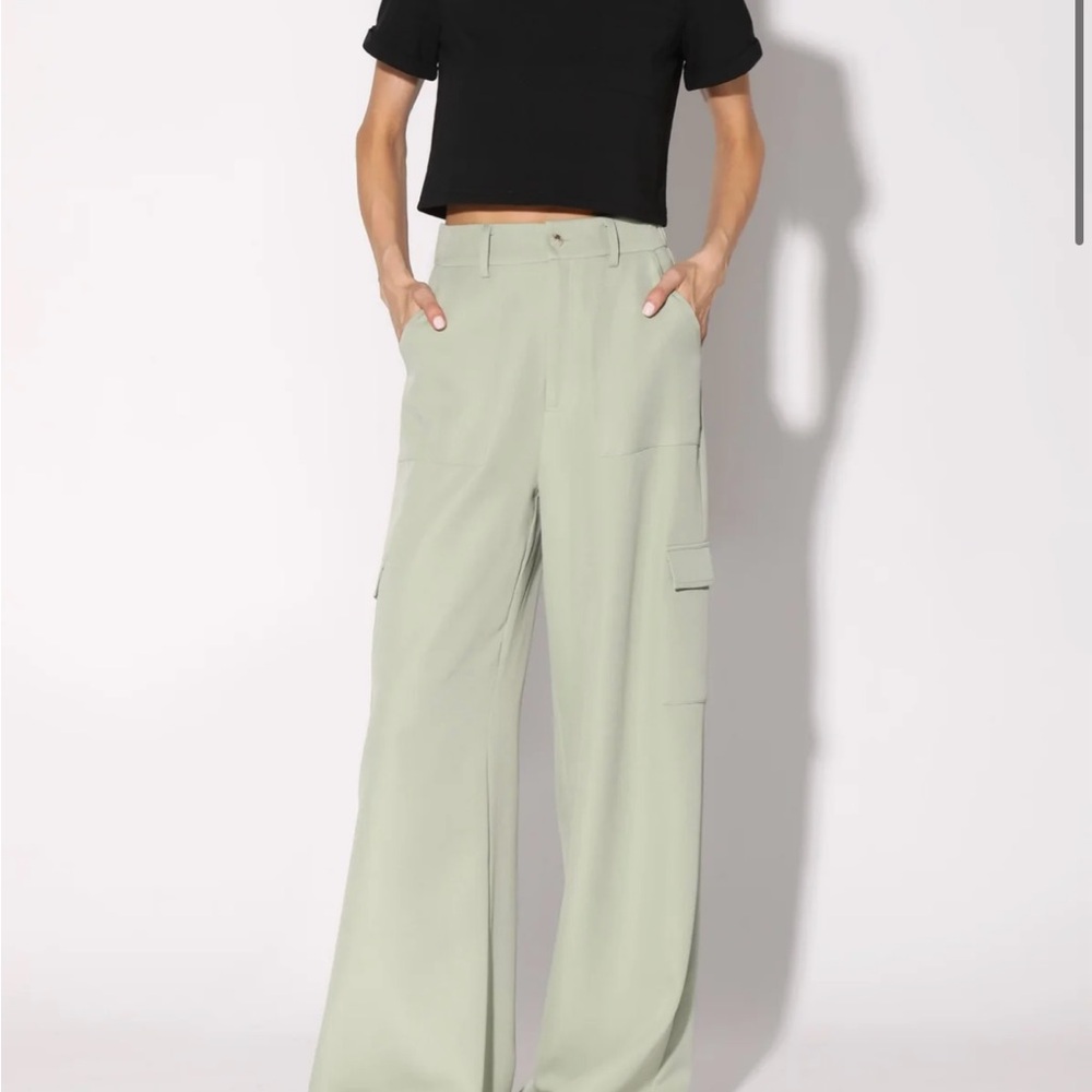 Women's Walter Baker Sage Green Wide-Leg Cargo Pants